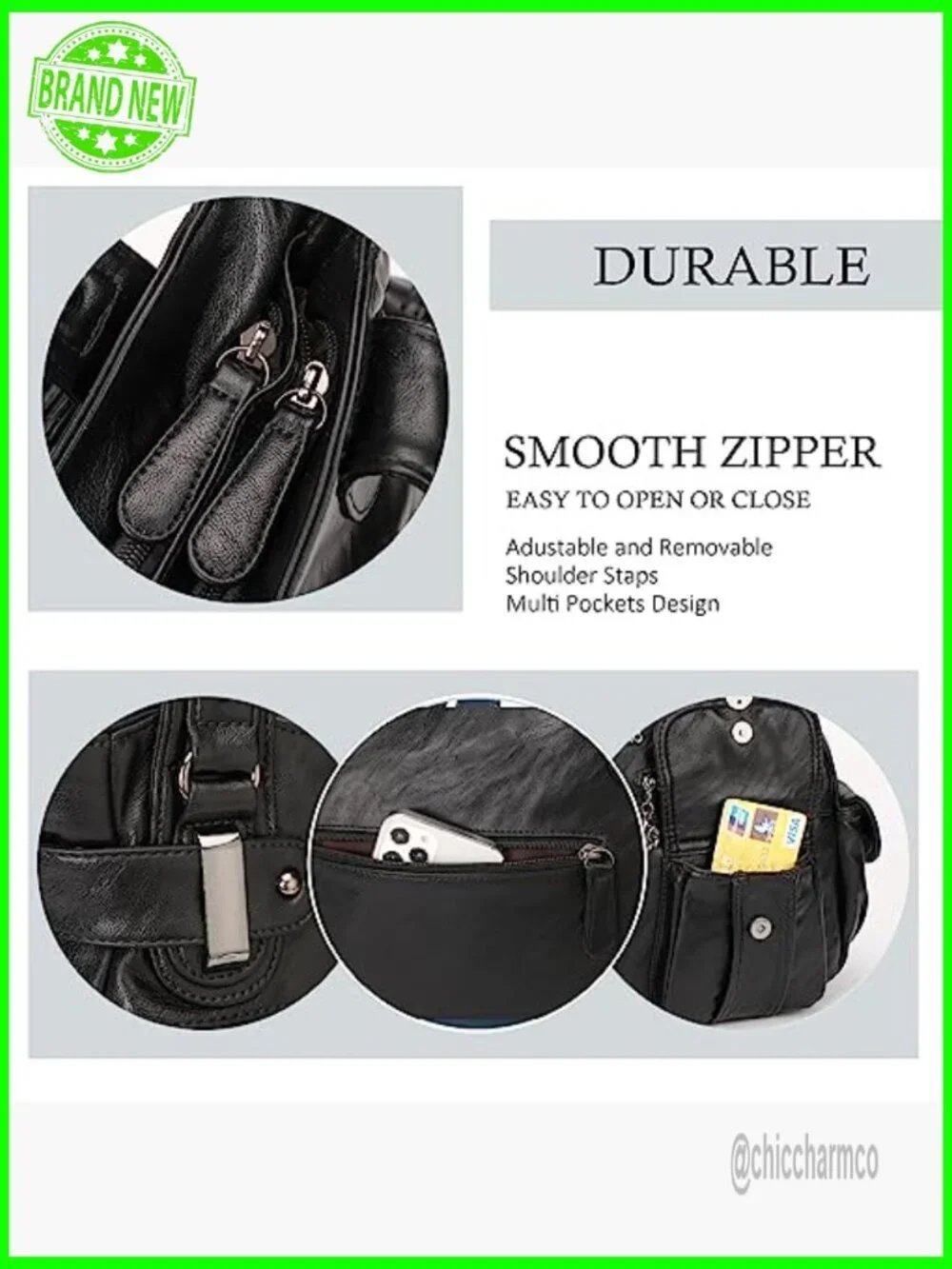 Large Hobo Tote Bag with Multiple Pockets, Adjustable Strap, PU Leather